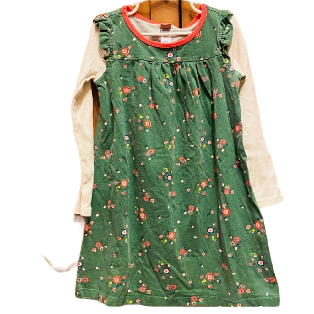 Tea Collection Double Decker Green Floral Dress 6